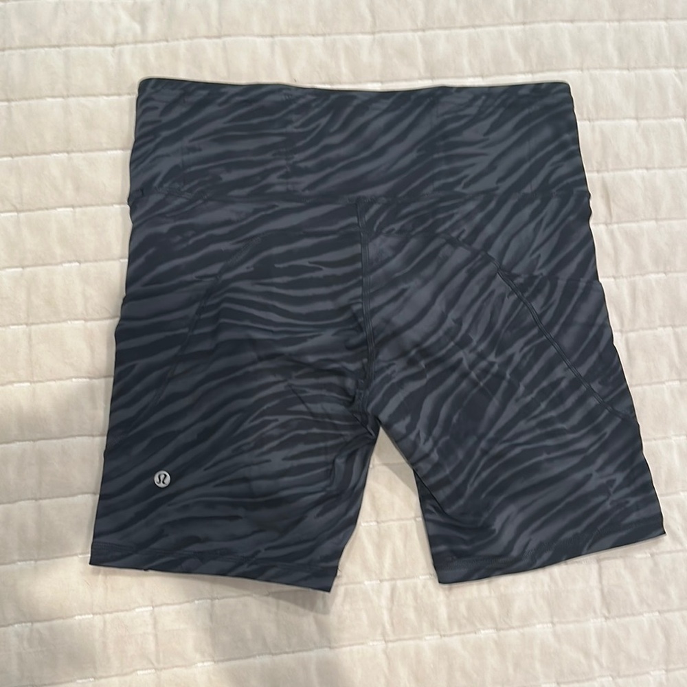 Lululemon Black Zebra Print Shorts
Fast and Free High Rise 8"